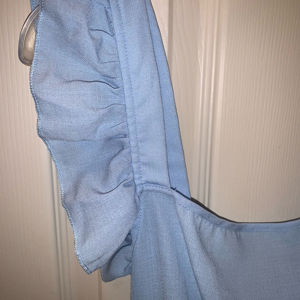 Powder blue tie in the back dress